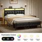 HOMLUX Full Upholstered Platform Bed with 12.6" Under-bed Storage in Black, , large
