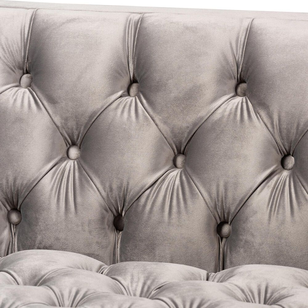 Baxton Studio Zanetta Stationary Sofa in Gray Velvet, , large