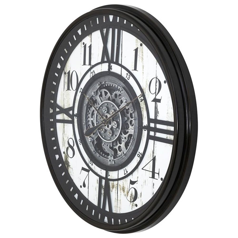 Yosemite Home Decor Modern Farmhouse Gear Wall Clock in Black and White, , large