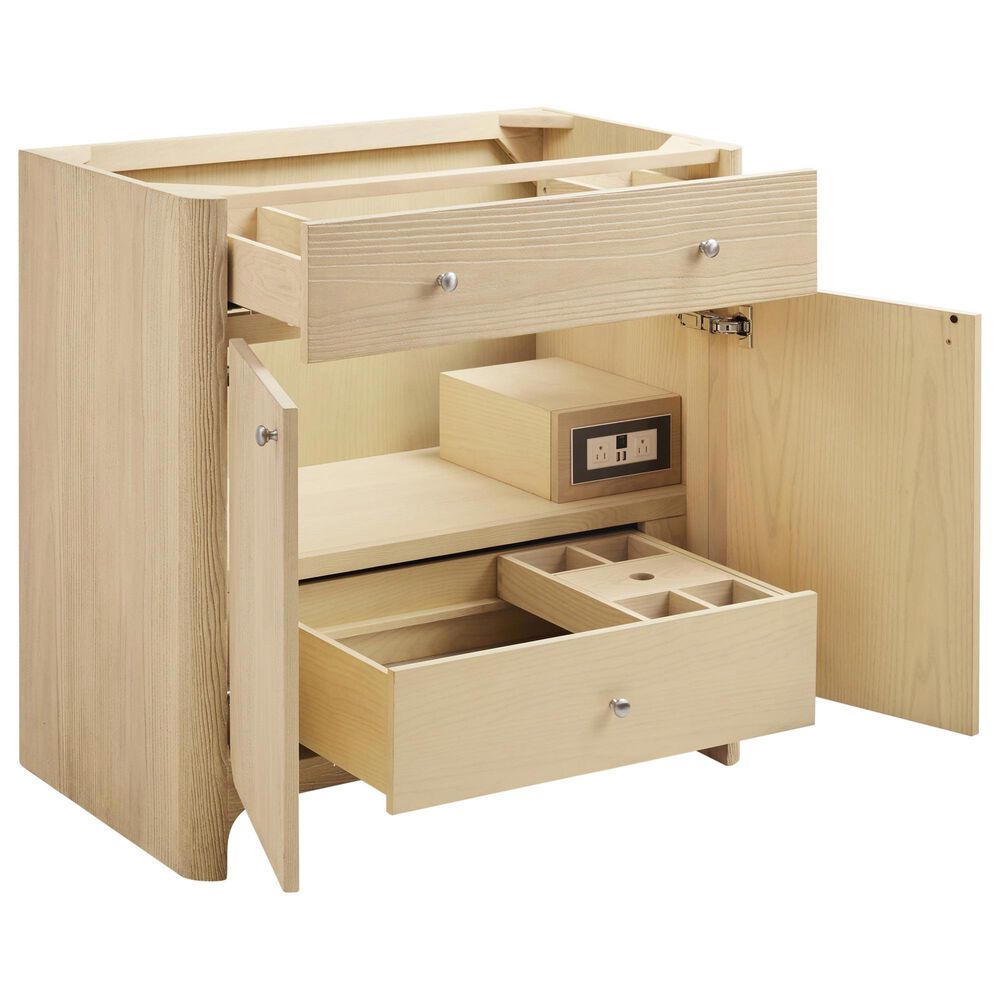 James Martin Vanities Gracyn 36&quot; Single Bathroom Vanity in Coastal Driftwood with 3 cm Victorian Silver Quartz Top and Rectangular Sink, , large
