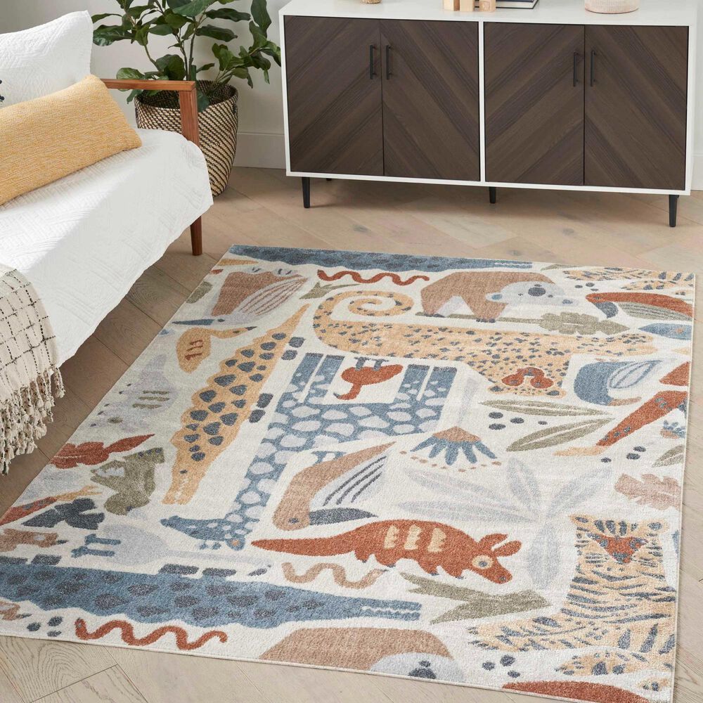 Nourison Astra Machine Washable 6&#39;7&quot; x 9&#39; Ivory Kids Rug, , large