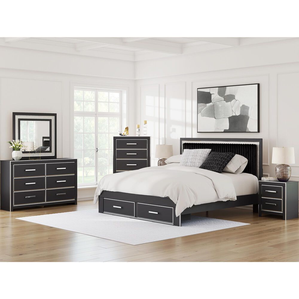Ashley Zuraleus 2-Drawer Night Stand in Matte Black and Chrome, , large