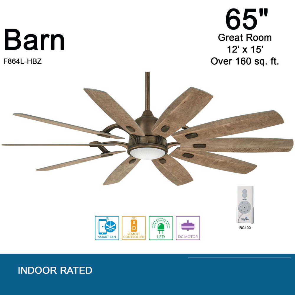Minka-Aire Barn 65" Ceiling Fan with LED Light in Heirloom Bronze, , large