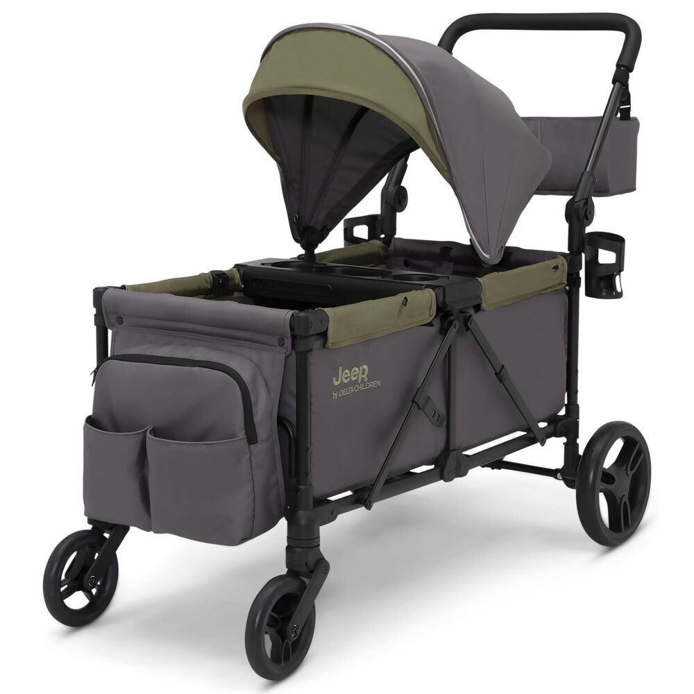 Delta Jeep Sport All-Terrain Stroller Wagon in Grey and Olive Green, , large