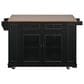 HOMLUX 54" Mobile Kitchen Island with Glass Door Storage in Walnut and Black, , large