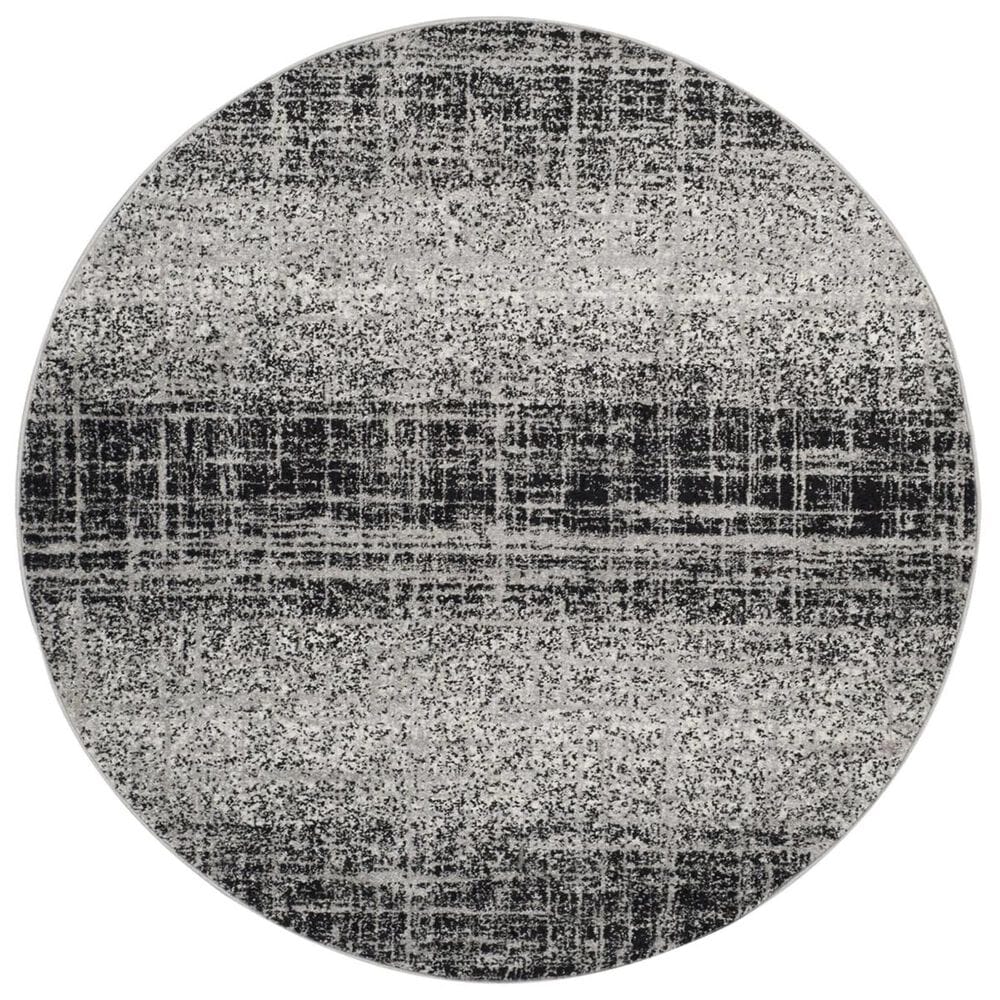 Safavieh Adirondack ADR116A 4&#39; Round Silver and Black Area Rug, , large