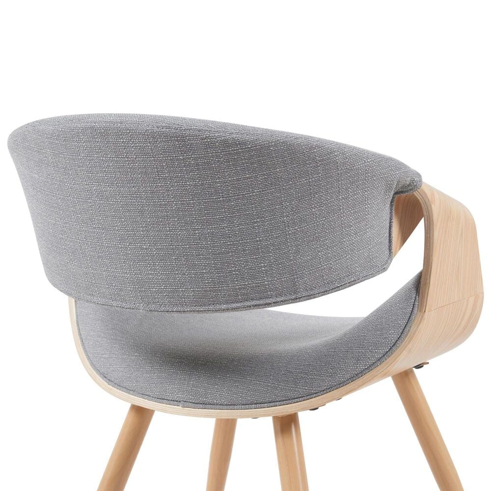 Armen Living Butterfly Arm Chair with Gray Upholstery in Oak, , large