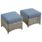 HOMLUX 2-Piece Outdoor Wicker Ottoman Set with Cushion in Denim Blue, , large