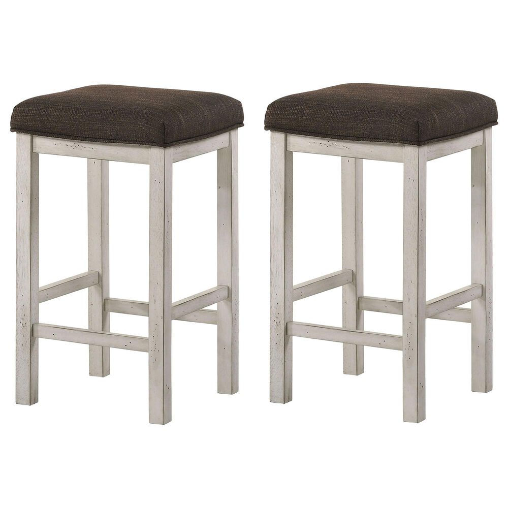 Furniture of America Tilton 26&quot; Counter Stool in Antique White &#40;Set of 2&#41;, , large