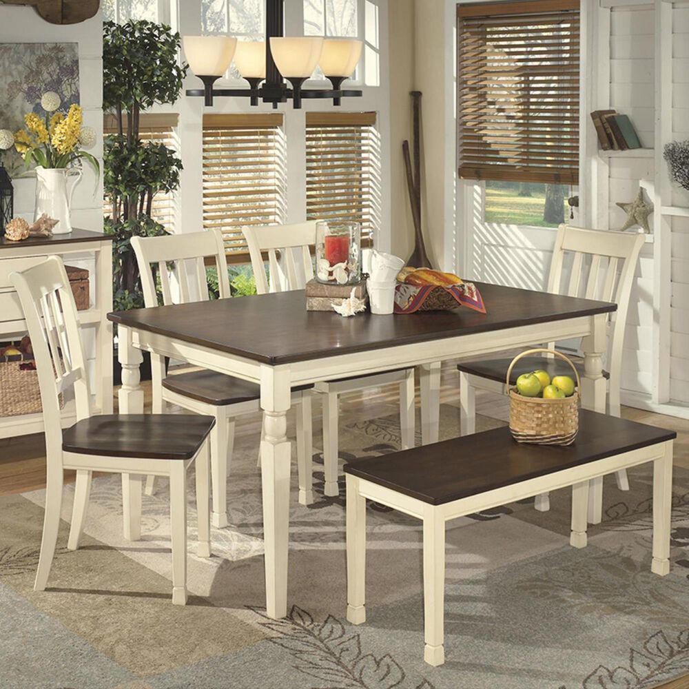 Signature Design by Ashley Whitesburg 6-Piece Dining Set in Brown and Cottage White, , large