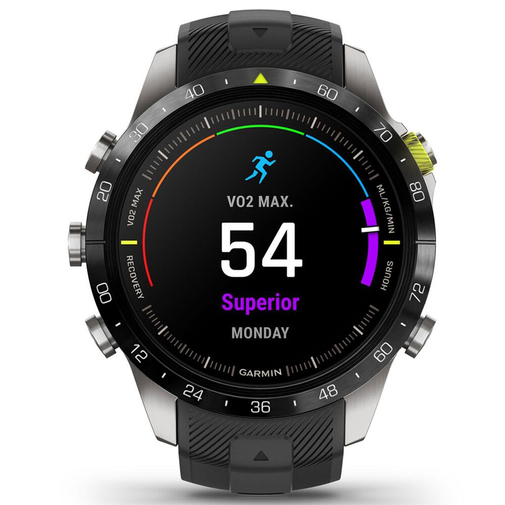 Garmin MARQ 2 Athlete AMOLED Smartwatch Grade 5 Titanium Bezel Case with Silicone Band in Black, , large