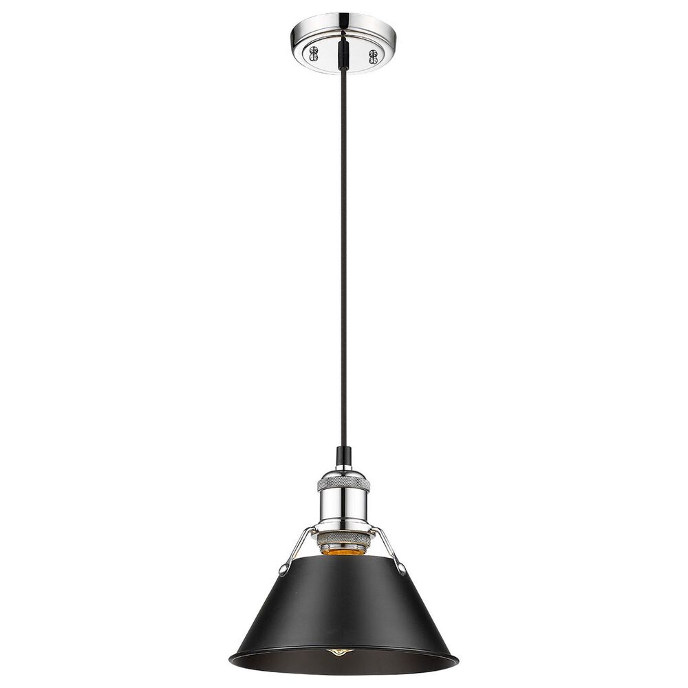 Golden Lighting Orwell 1-Light Small Pendant with Matte Black Shade in Chrome, , large