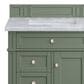 James Martin Vanities Brittany 30" Single Bathroom Vanity in Smokey Celadon with 3 cm Carrara White Marble Top and Rectangular Sink, , large