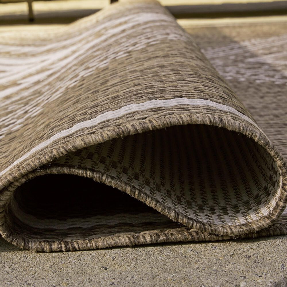 Ashley Dunsler 8&#39; x 10&#39; Brown and Cream Outdoor Rug, , large