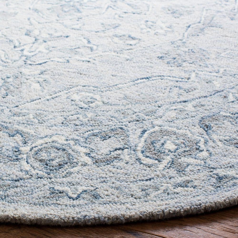 Safavieh Micro-Loop MLP504M 5&#39; Round Light Blue and Ivory Area Rug, , large