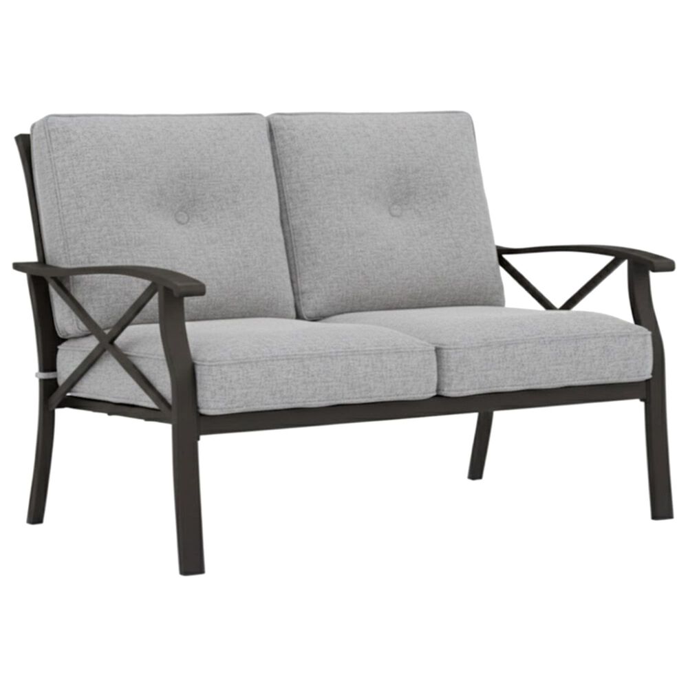 Hearth and Haven Outdoor Loveseat with Black Metal Frame in Gray, , large