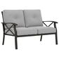 Hearth and Haven Outdoor Loveseat with Black Metal Frame in Gray, , large