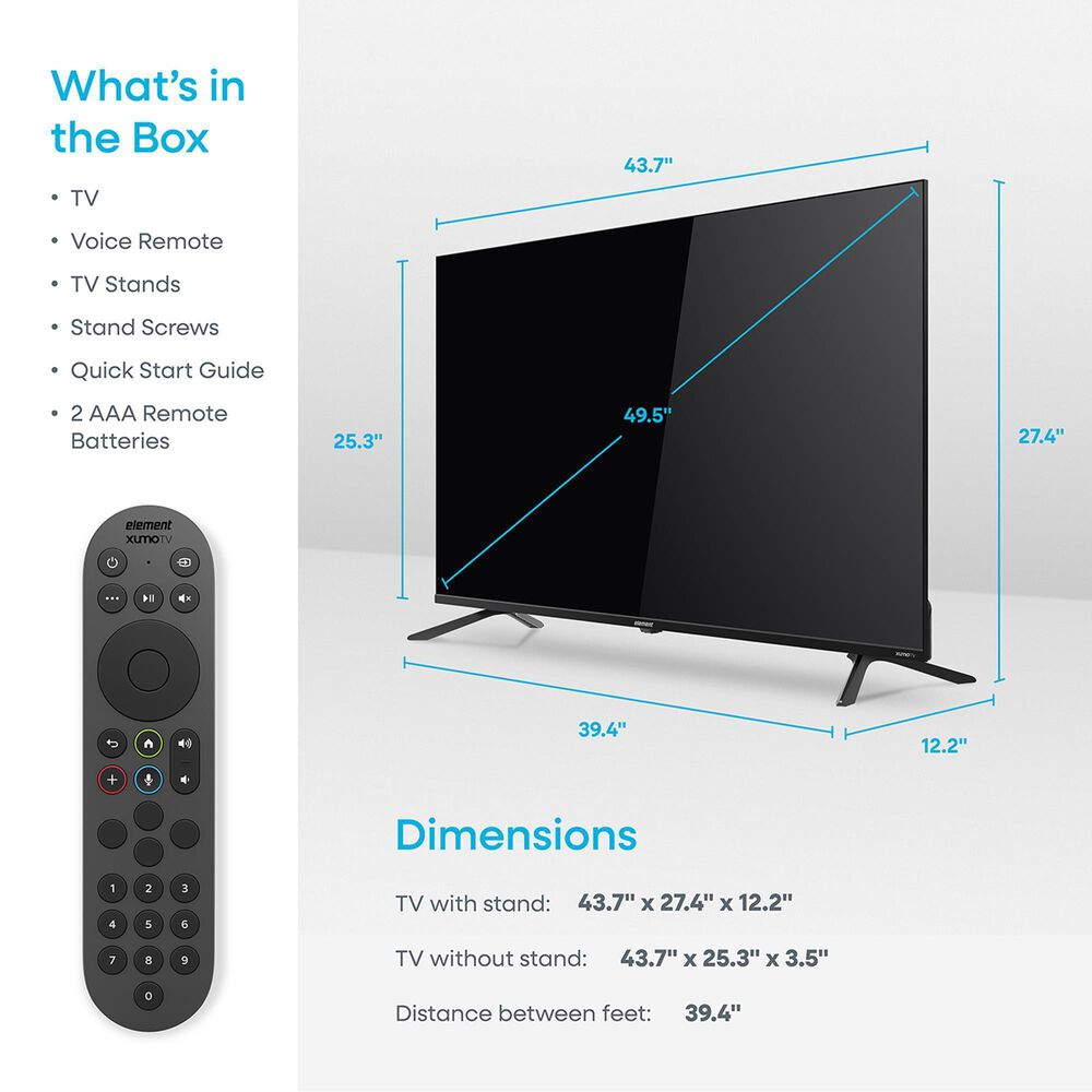 Element 50" 4K UHD HDR Xumo - Smart TV with 2.1 Channel Soundbar System in Black, , large