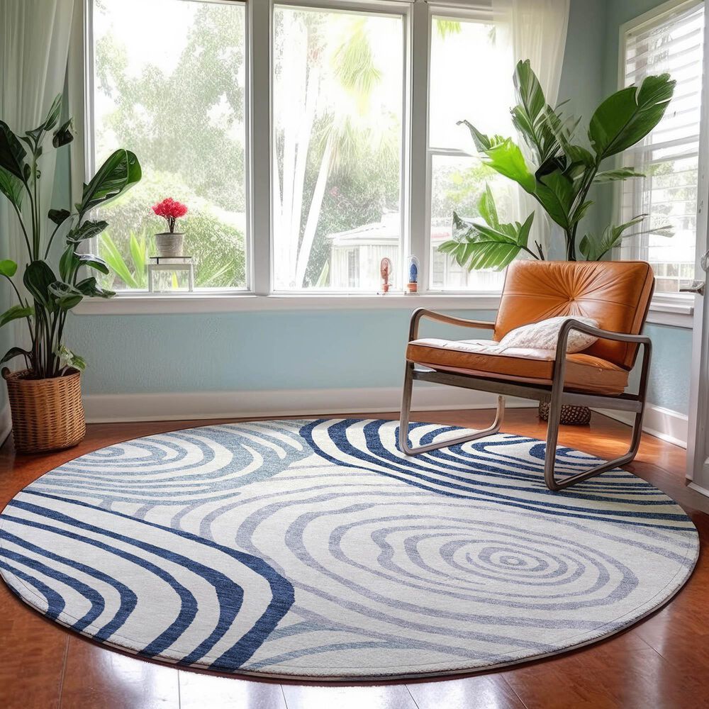 Dalyn Rug Company Neo NO10 8&#39; Round Blue Area Rug, , large