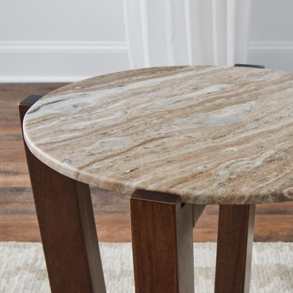 Ashley Tanidore Round End Table in Warm Brown, , large