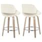 LumiSource Fabrico 26" Swivel Fixed-Height Counter Stool with Cream Noise Fabric Upholstery in Chrome and Whitewashed (Set of 2), , large