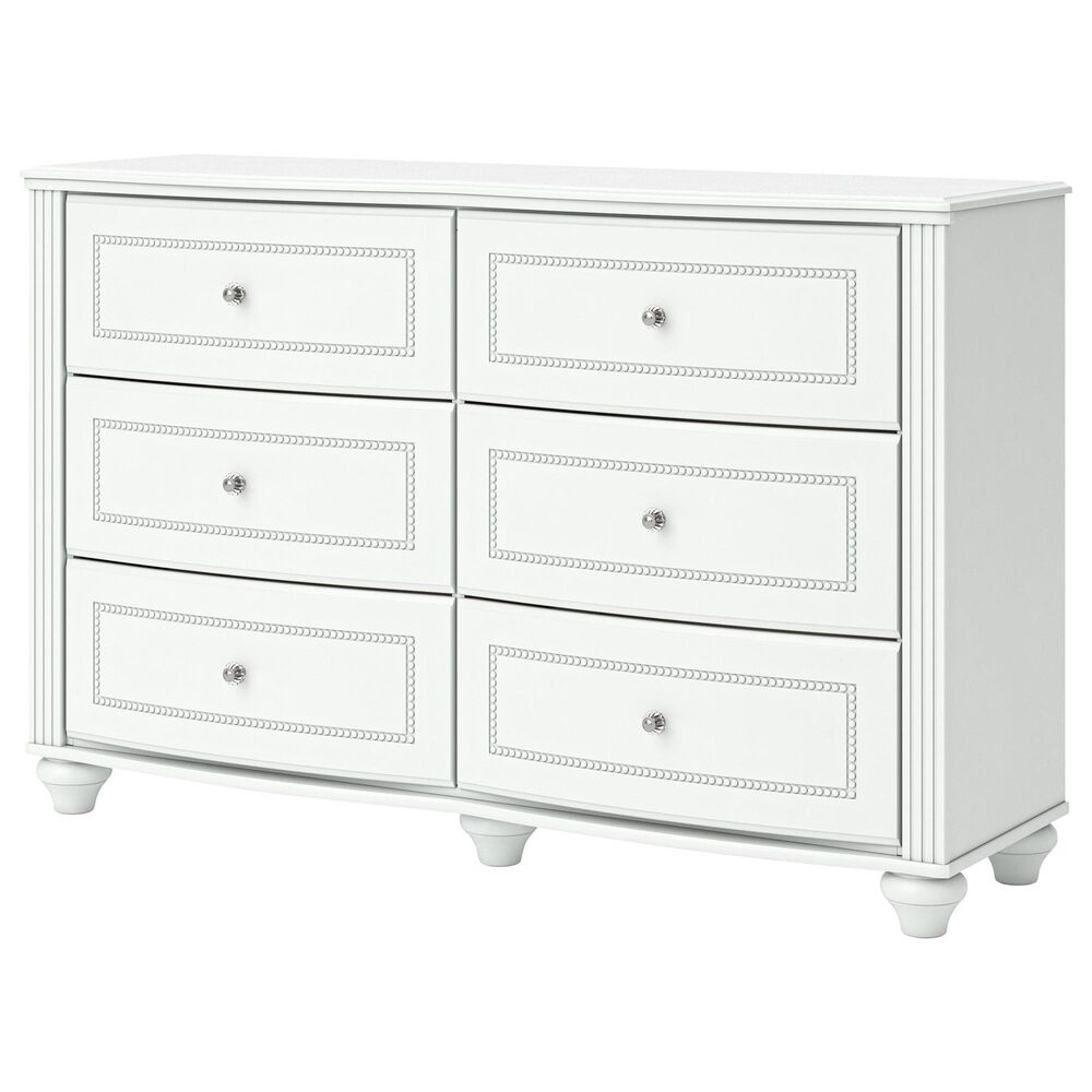 Ashley Kozlani 6-Drawer Dresser and Mirror in White, , large