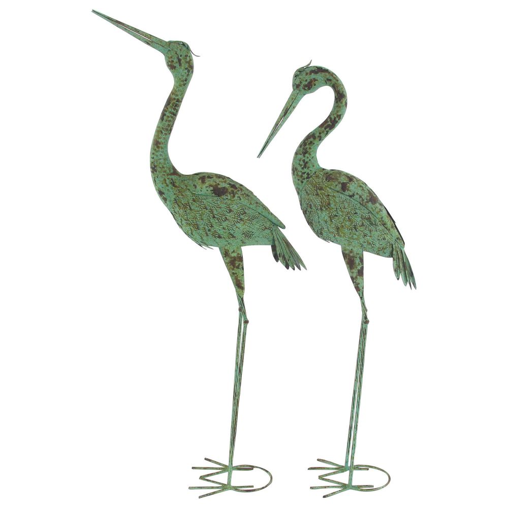 Maple and Jade Coastal Crane Garden Sculpture in Mint Green (Set of 2), , large