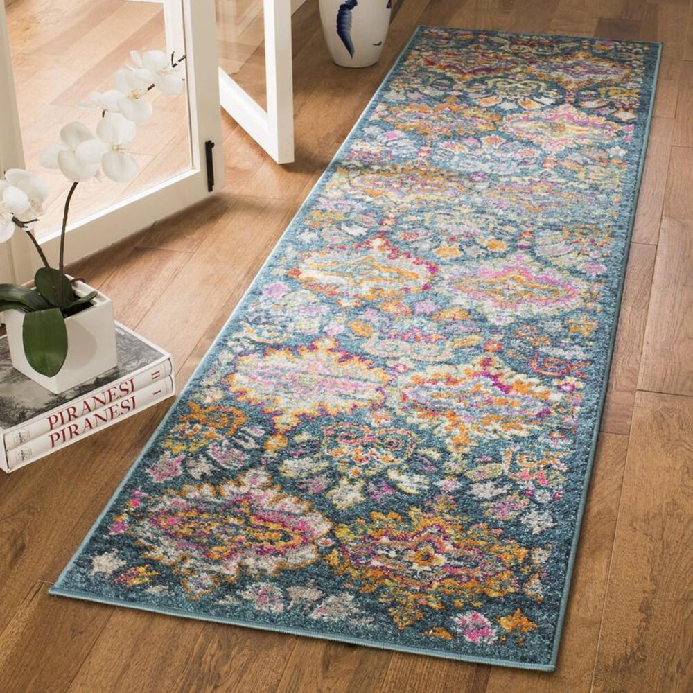 Safavieh Madison MAD144A 2&#39;3&quot; x 10&#39; Blue and Orange Runner, , large