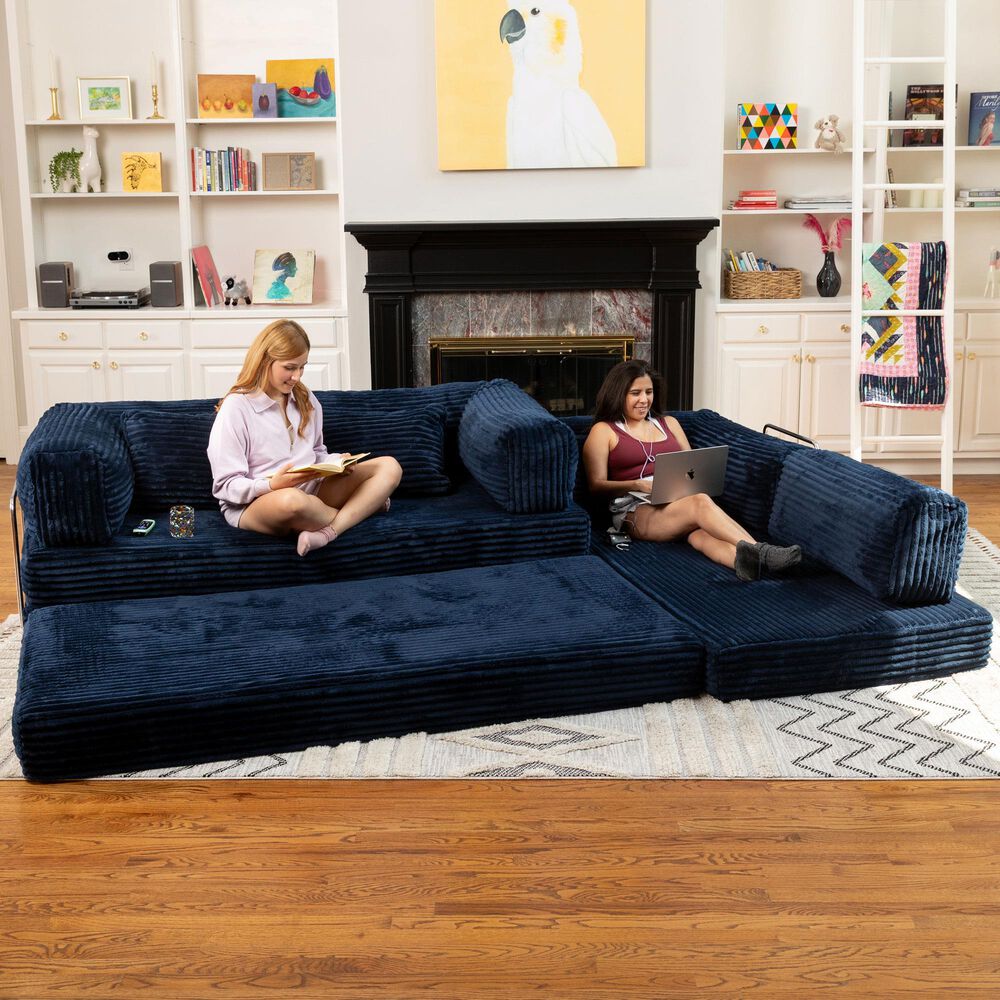 Jaxx Unsofa 2-Piece Modular Right Facing L-Shaped Sectional in Midnight Blue, , large
