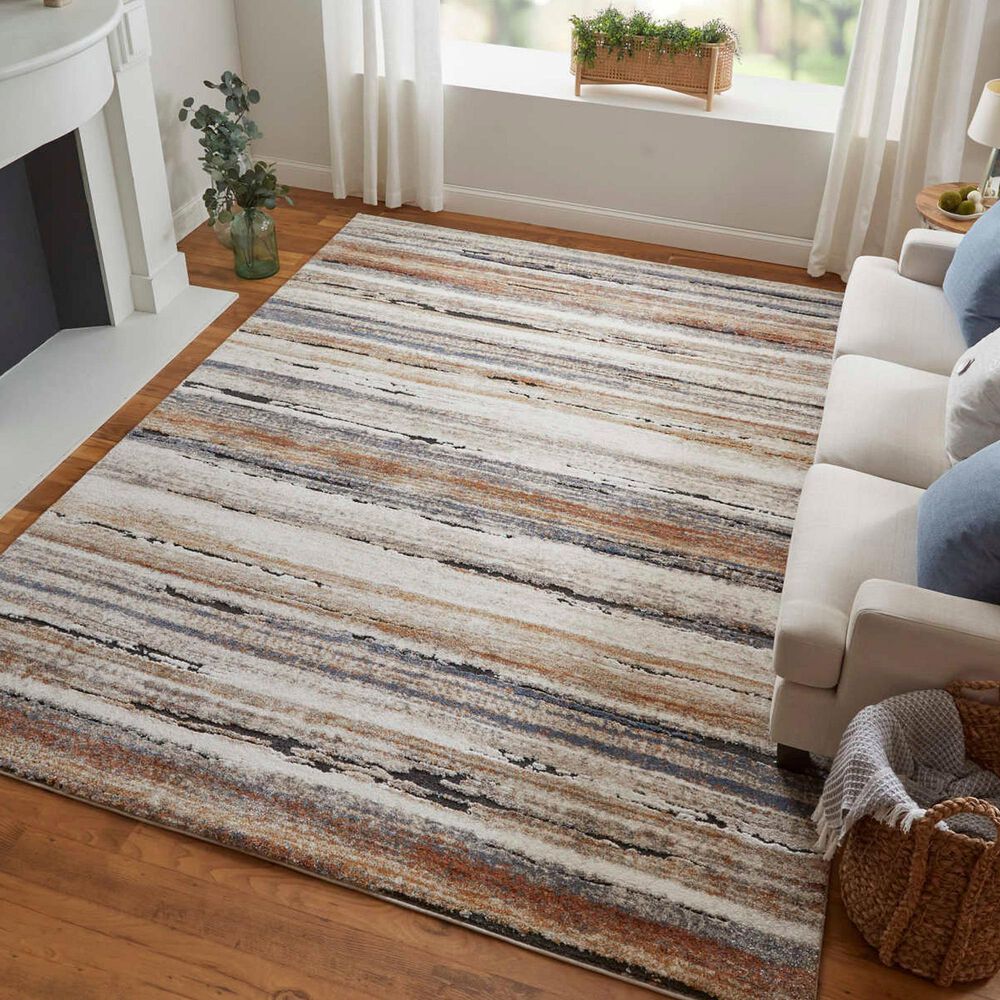 Feizy Rugs Gilmore 39MQF Ivory and Multicolor 5&#39;3&quot; x 8&#39; Area Rug, , large
