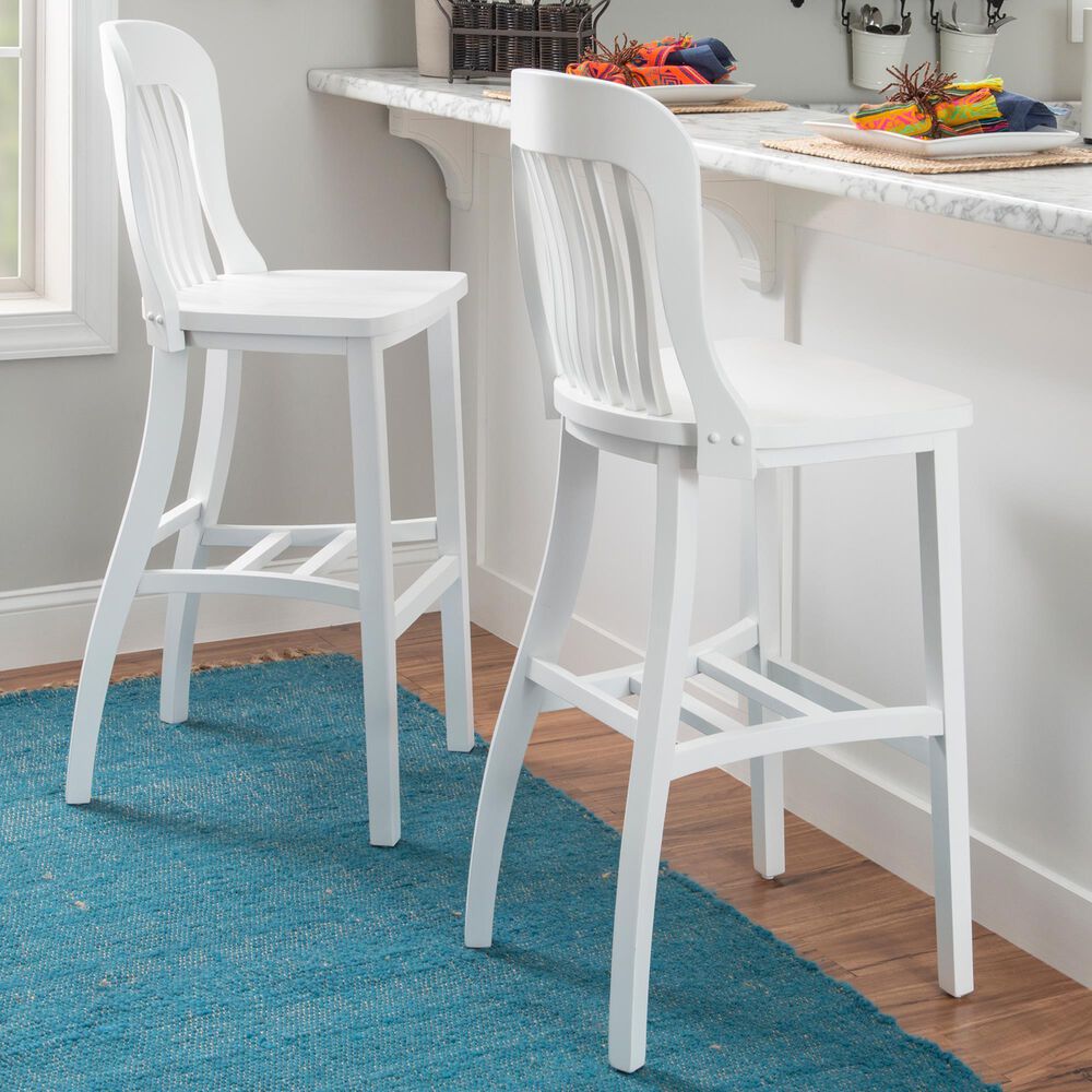 Linon Home Decor Maylen Bar Stool in Lustrous White (Set of 2), , large