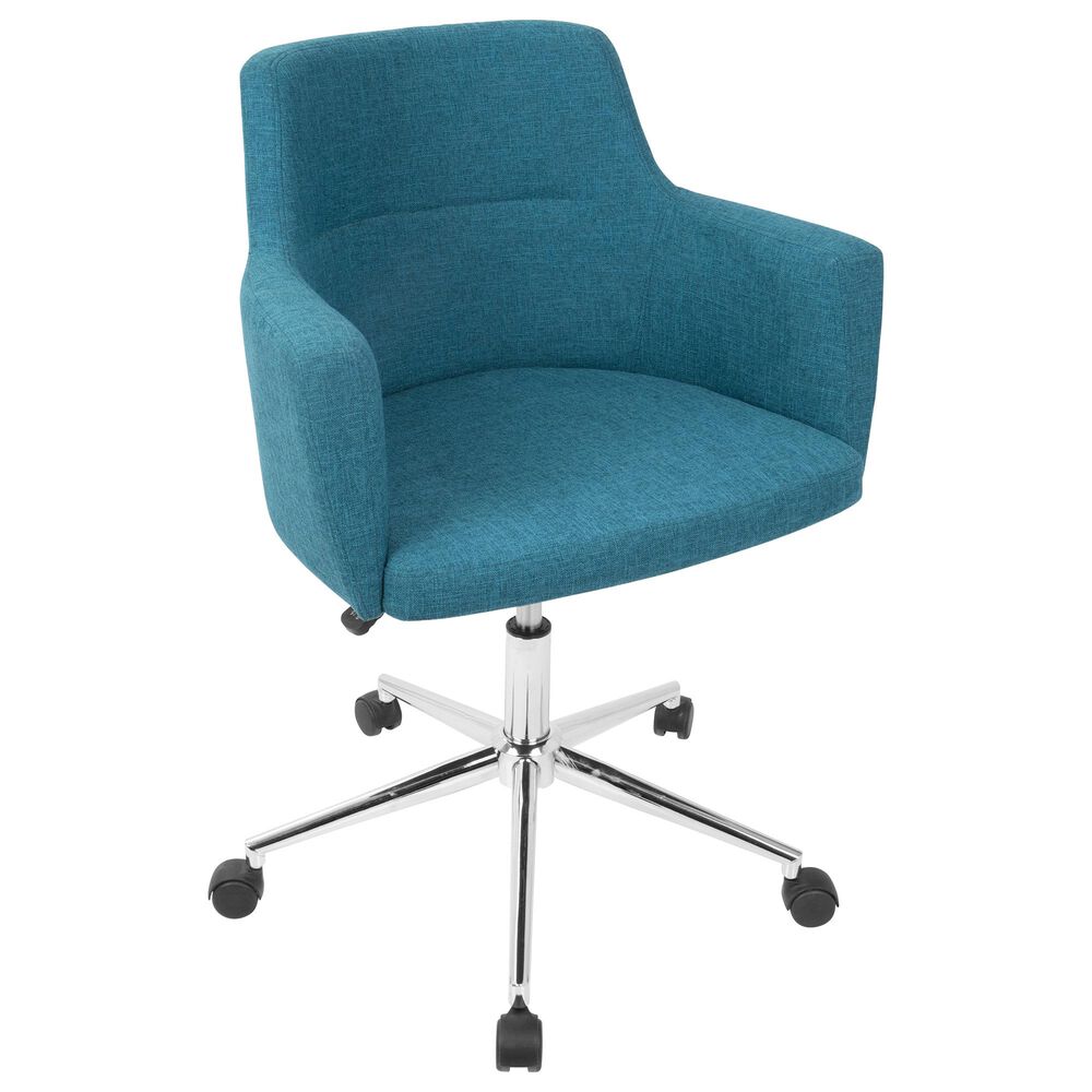 Lumisource Andrew Adjustable Office Chair in Teal/Chrome, , large