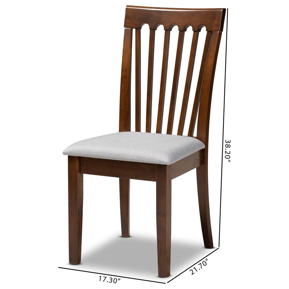 Baxton Studio Minette Side Chair with Grey Cushion in Walnut Brown (Set of 4), , large