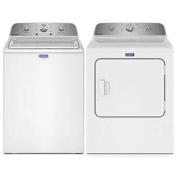 Maytag 4.2 Cu. Ft. Top Load Agitator Washer and 7.0 Cu. Ft. Electric Wrinkle Prevent Dryer Laundry Pair in White, , large