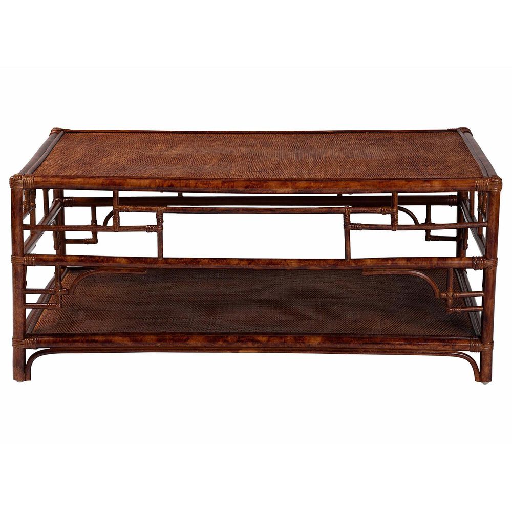 Baxton Studio Sebalio Coffee Table with Open Shelf in Marbled Tortoise Brown, , large
