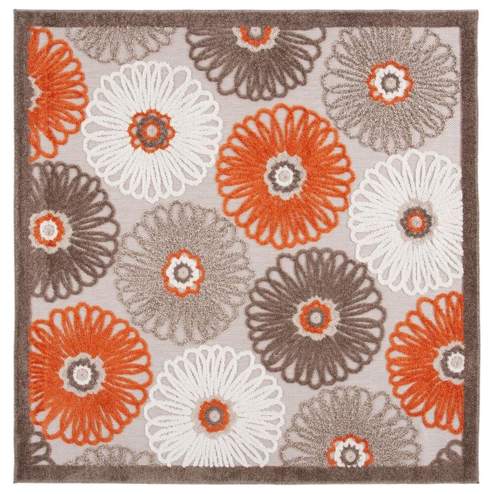Safavieh Cabana CBN676C 6"7" Square Beige and Orange Indoor/Outdoor Area Performance Rug, , large