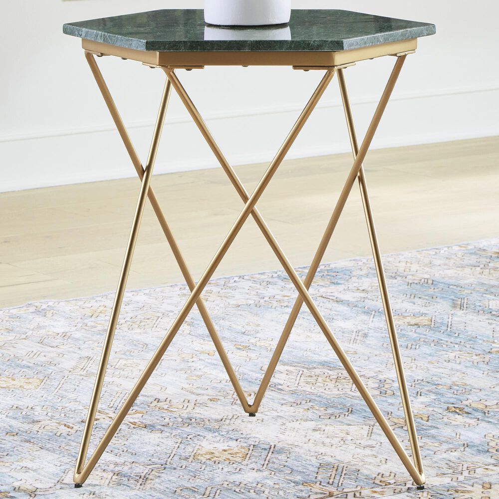 Ashley Engelton Accent Table in Antiqued Gold and Green, , large