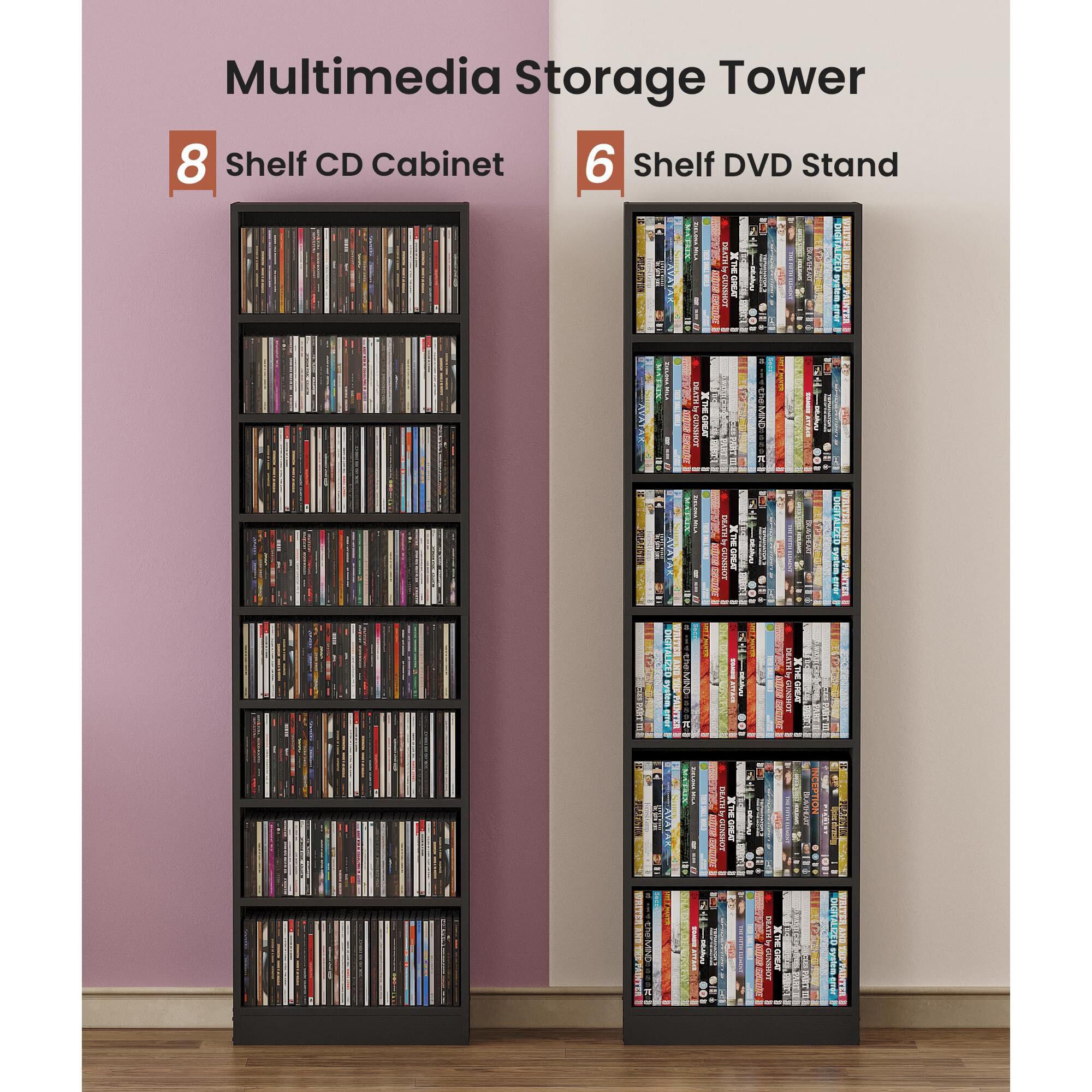 HOMLUX 6-Tier Media Storage Cabinet with Adjustable Shelves in Black