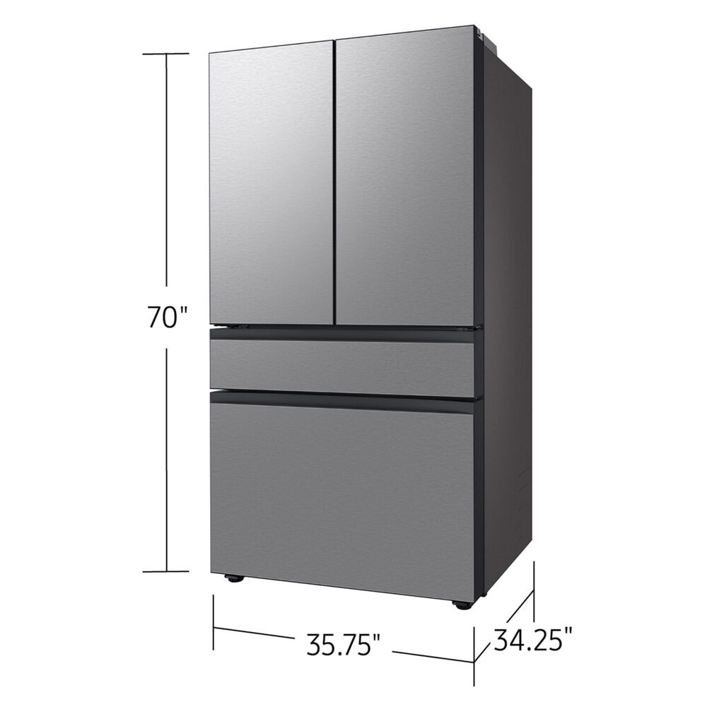 Samsung 28.9 Cu. Ft. Bespoke 4-Door French Door Refrigerator with Inner Beverage Center &amp; FlexZone Drawer in Stainless Steel, , large