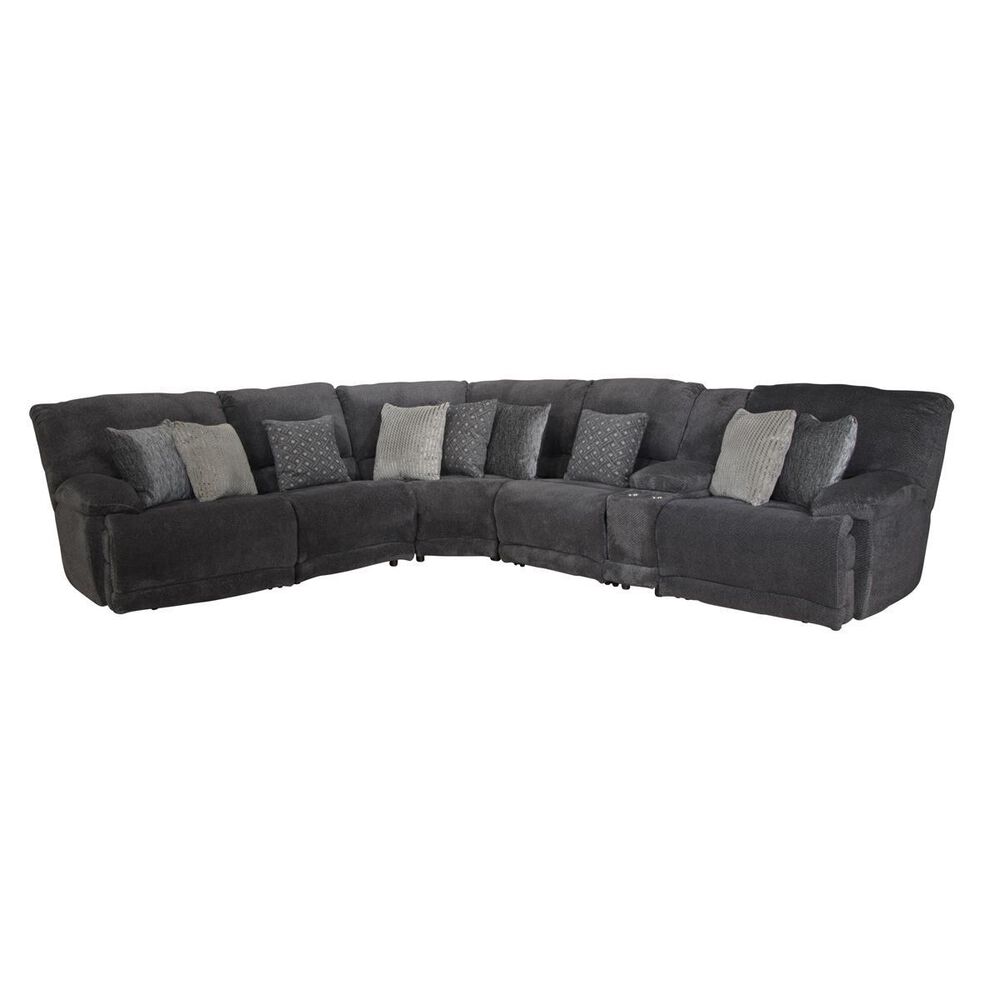 Catnapper Burbank 6-Piece Manual Relining Curved Sectional in Smoke, , large