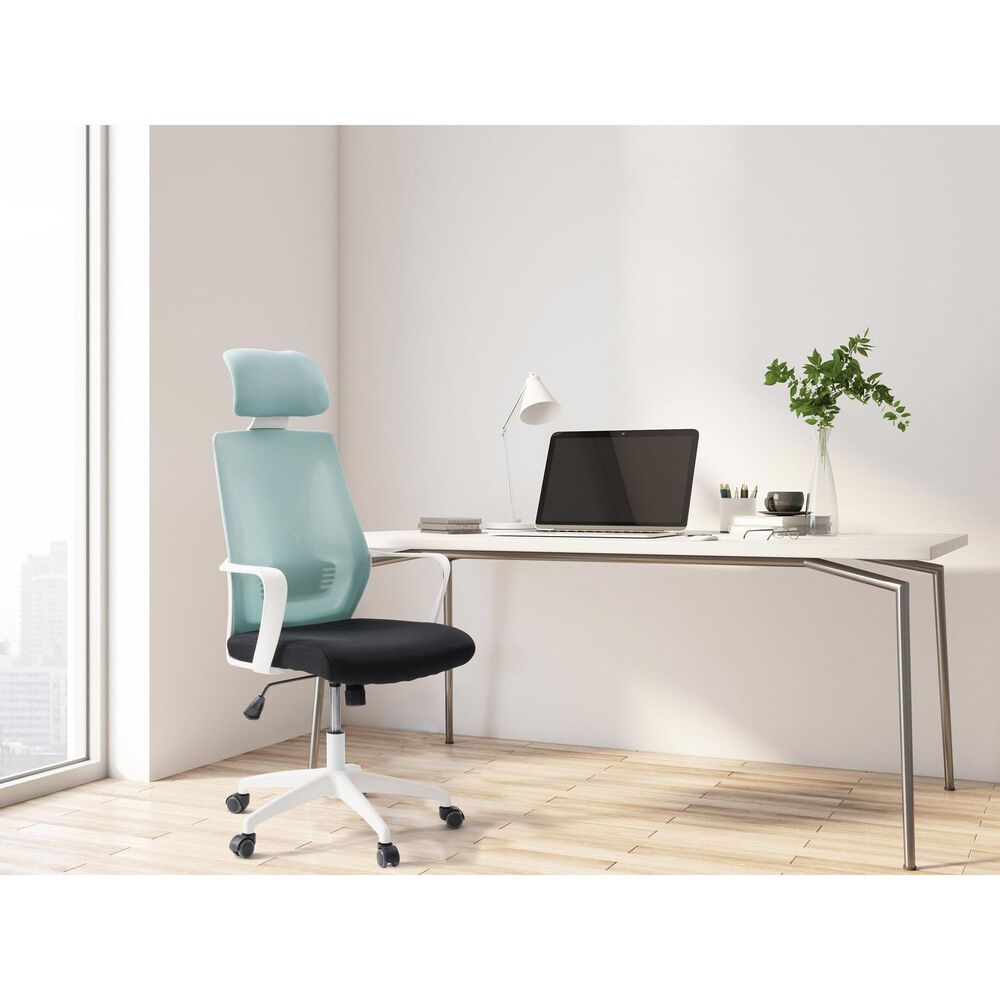CorLiving Workspace Office Chair with White Frame in Teal and Black, , large
