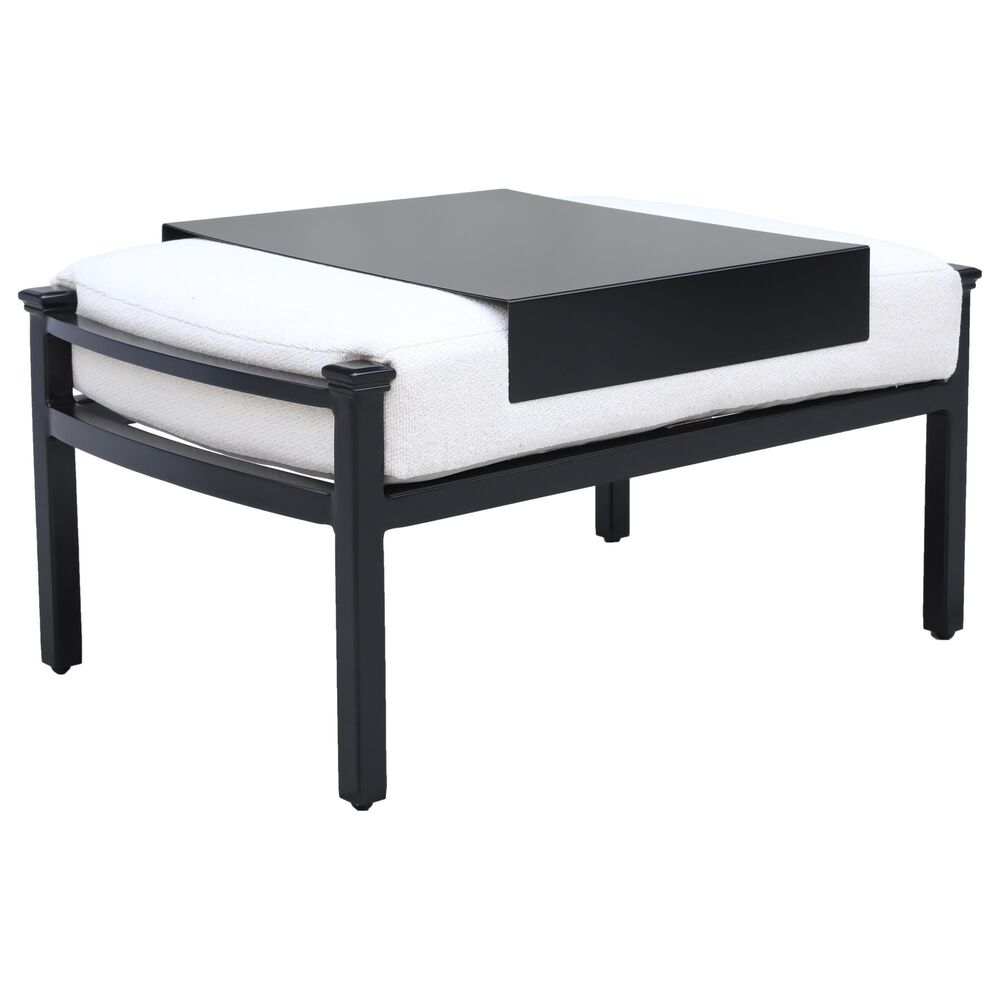 GatherCraft Seville Patio Ottoman with Cushion and Plate in Medora Ivory, , large