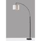 Adesso Bowery Arc Lamp with Taupe Shade in Black, , large