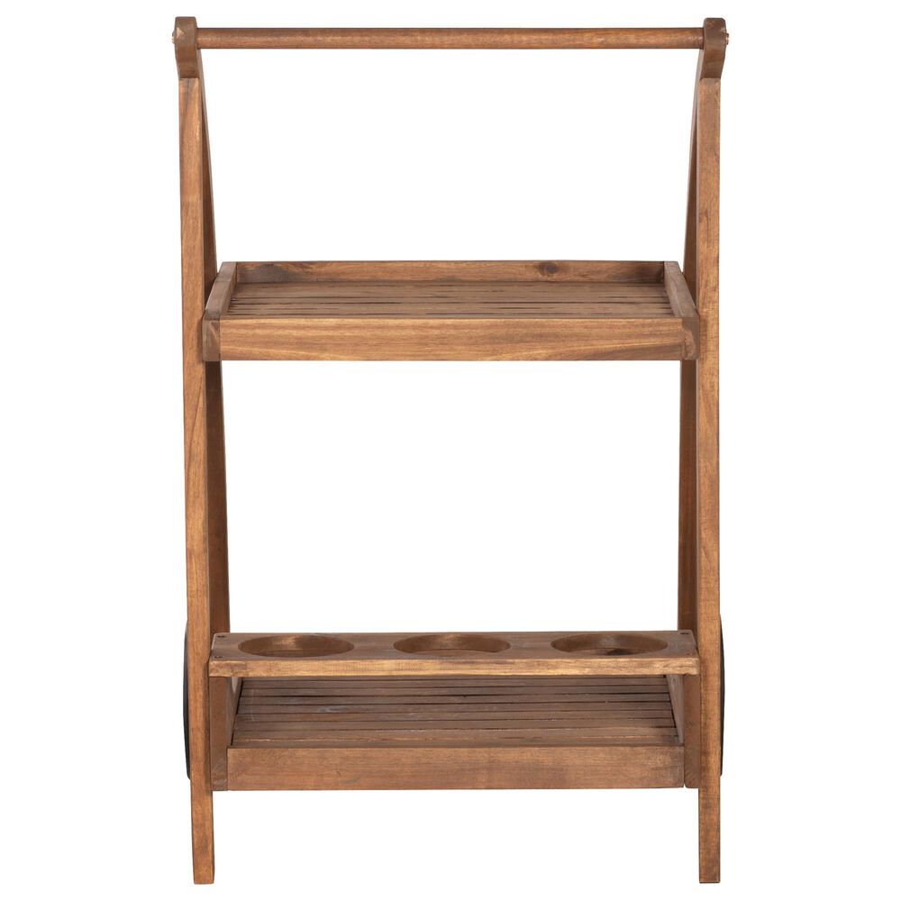 Linon Home Decor Catalan Patio Trolley Cart in Warm Acorn, , large