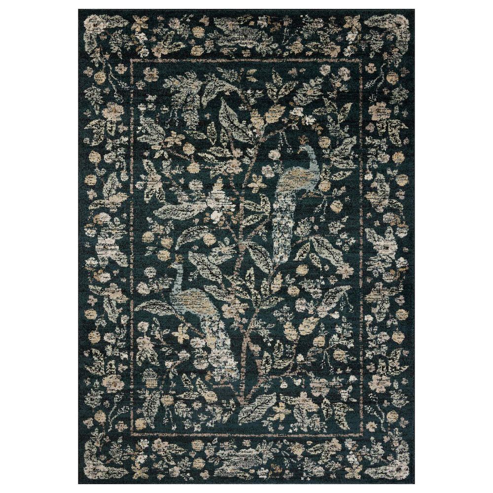 Rifle Paper Co. x Loloi Laurel Peacock Garden 5"3" x 7"8" Navy Area Rug, , large