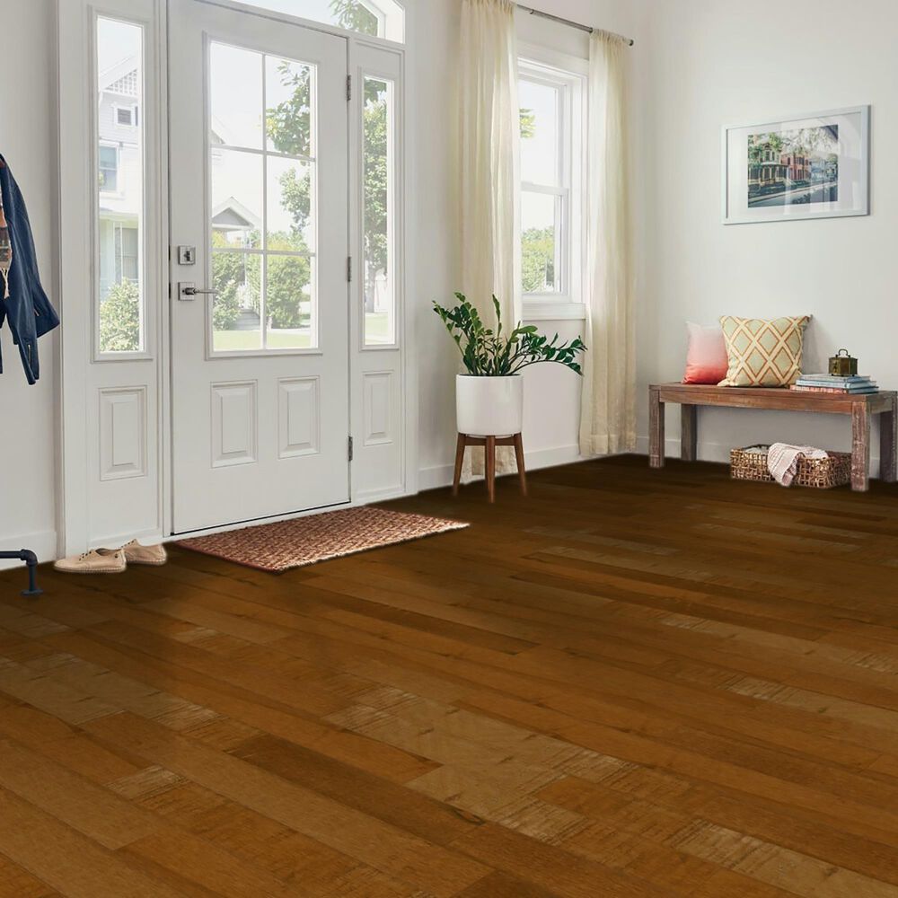 Hartco Prime Harvest Spice Brown Medium Gloss Maple 5&quot; Solid Hardwood, , large