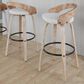 LumiSource Grotto 30" Swivel Barstool with Oat Upholstery in Whitewashed and Black (Set of 2), , large