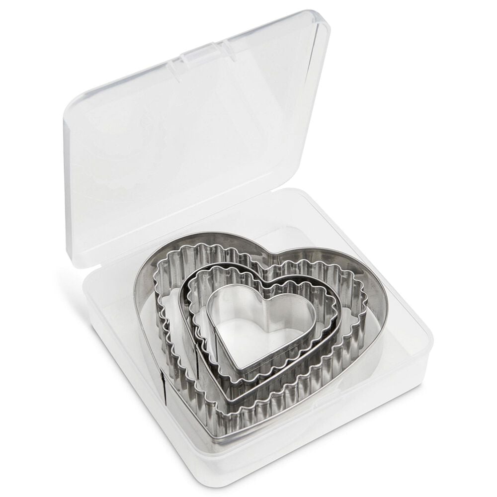 Mrs. Anderson&#39;s 5-Piece Baking Heart Cutter with Storage Container in Stainless Silver, , large
