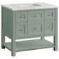 James Martin Vanities Breckenridge 36" Single Bathroom Vanity in Smokey Celadon with 3 cm Eternal Jasmine Pearl Quartz Top and Rectangular Sink, , large