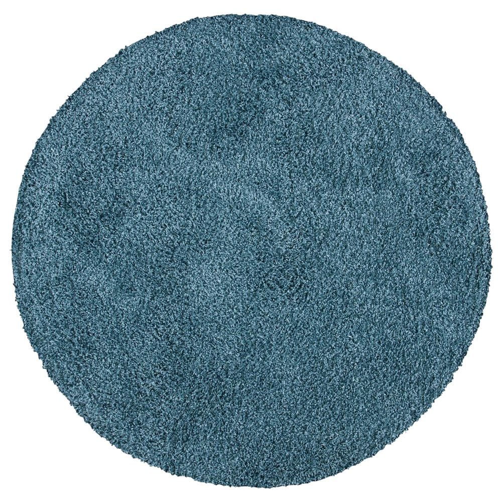 Safavieh Venus Shag 5"3" Round Blue Area Rug, , large